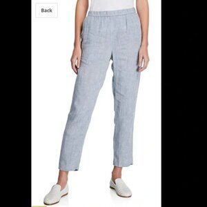 Eileen Fisher‎ Yarn Died Organic Linen Ankle Pant Size L Lagenlook Coastal